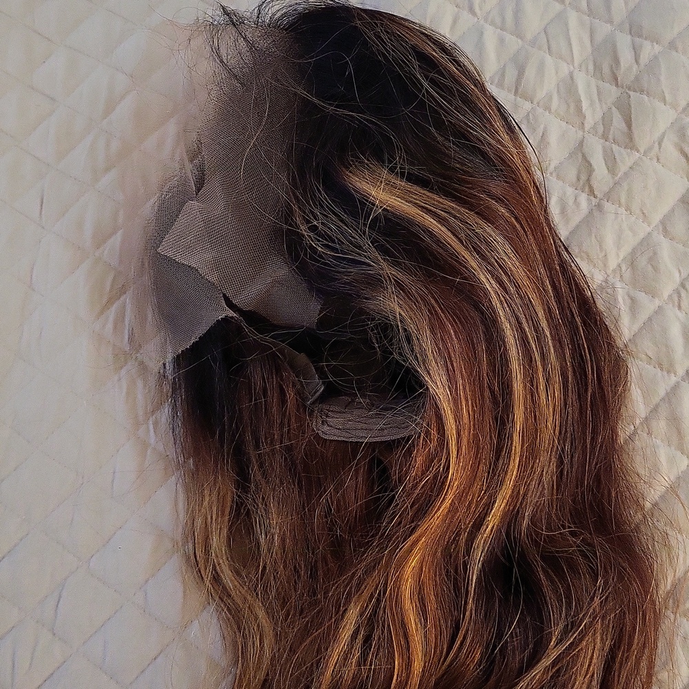 Human Hair Wig 24inch 13x6 Lacefront. 1b Roots Ombre Body Wave NEW NEVER WORN - Picture 5 of 12